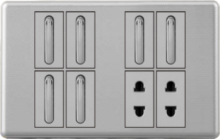 TANI Platinum Silver 6 Switches + 2 Sockets