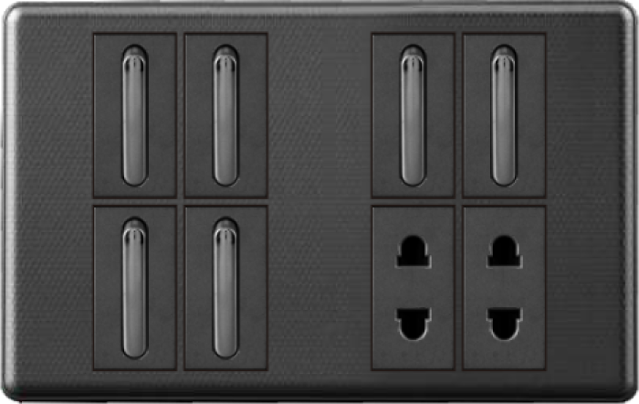 TANI Platinum Black 4 Switches + 2 Sockets